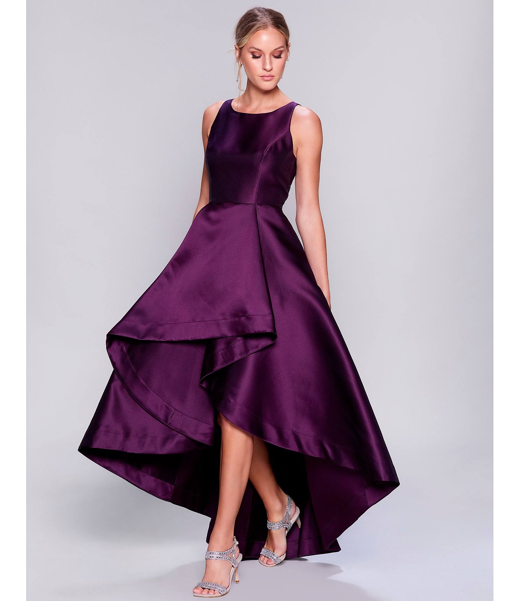 Black Mikado High-Low Gown Z188