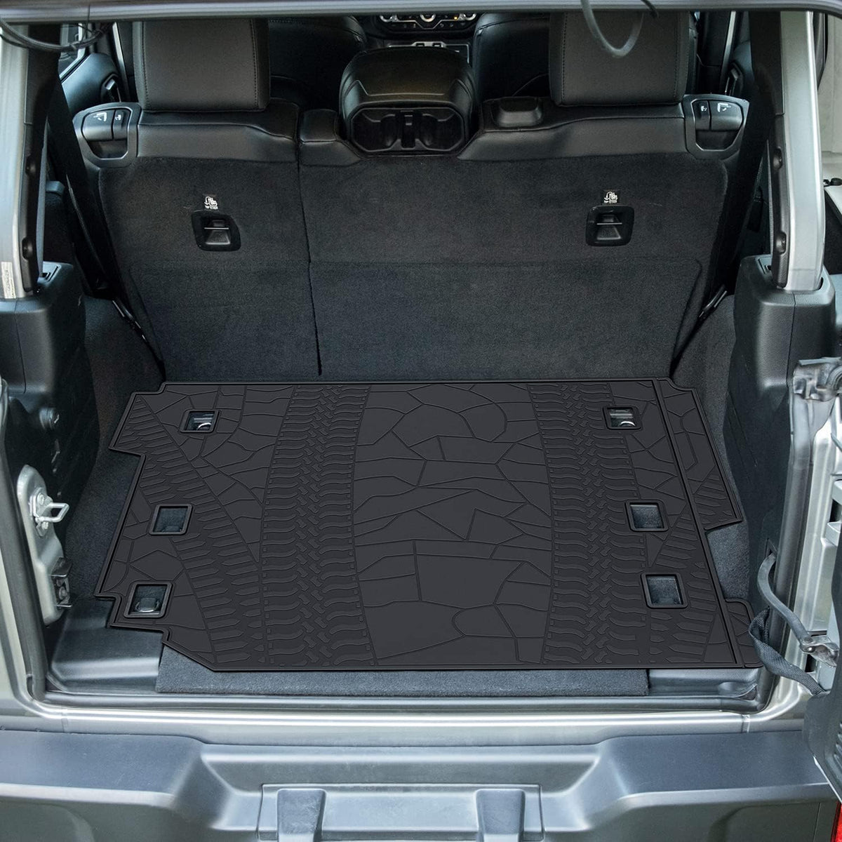 Black Heavy Duty Rubber Trunk Cargo Liner Mat for Jeep Wrangler 4-Door G4474