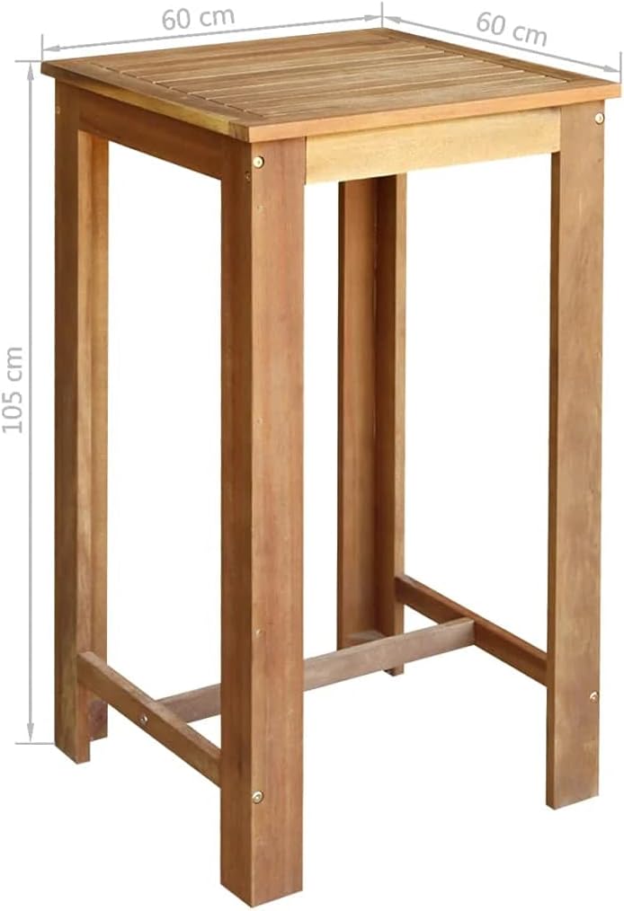 7 Piece Solid Acacia Wood Bar Table and Chair Set A996