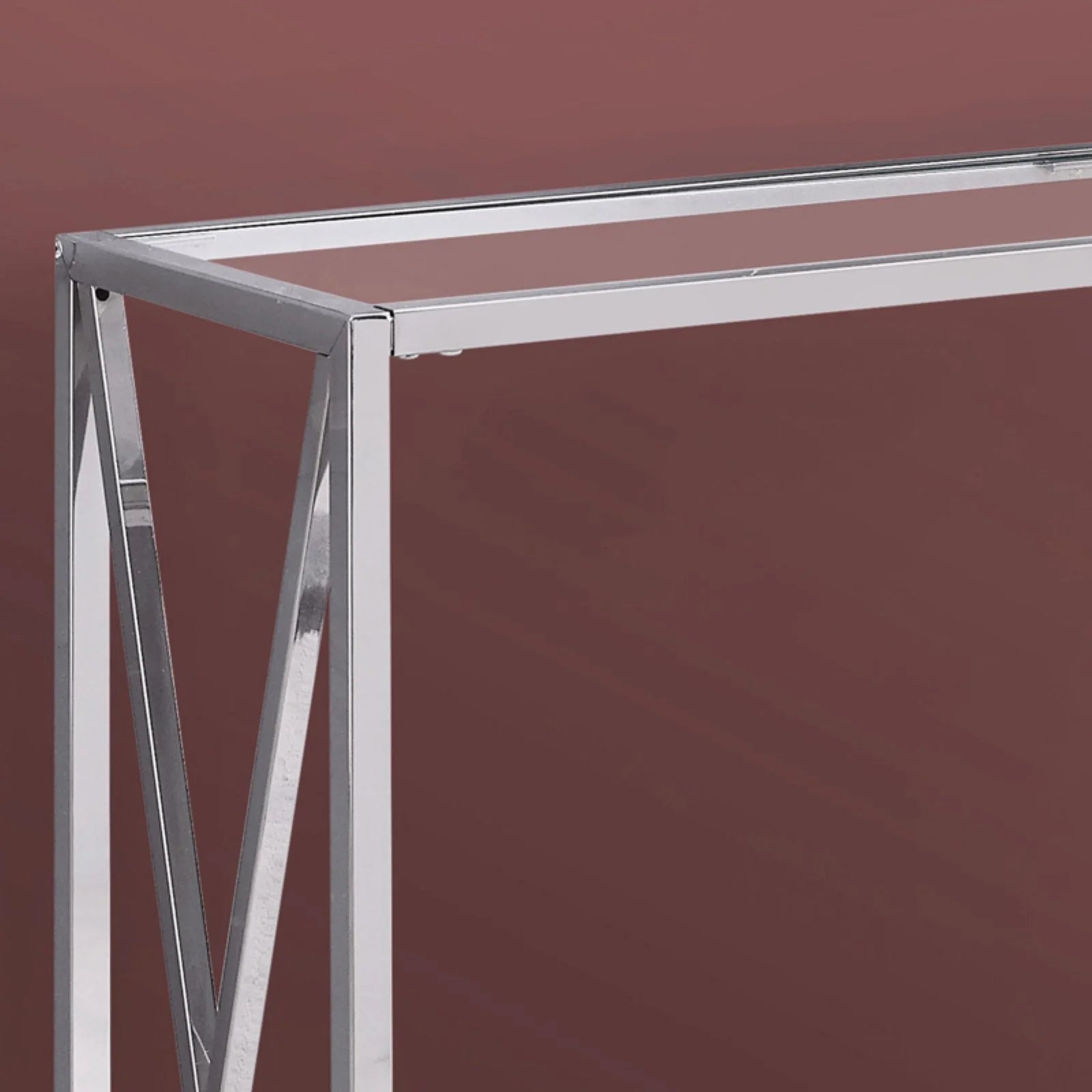 Metal Chrome Narrow Accent Table U5538