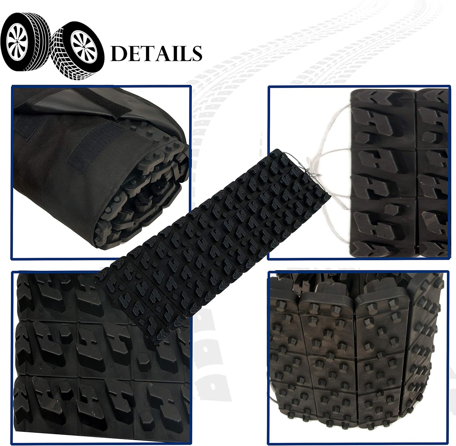 Tire Traction Mats, Two 39.3 Inch Emergency Caterpillar Bands D4436