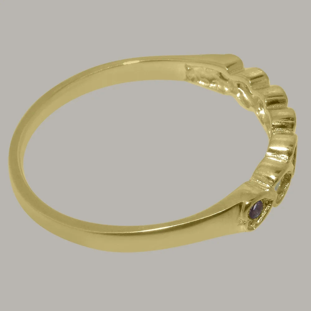 9k Yellow Gold Ring with Natural Opal & Amethyst Eternity Ring H981
