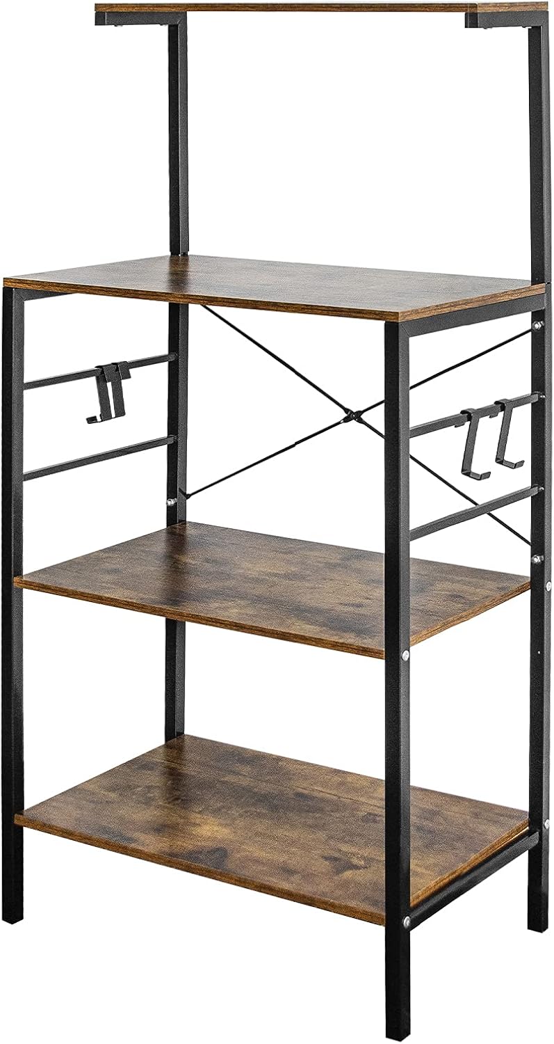 4-Tier Kitchen Storage Shelf Rack with 4 Hooks G916