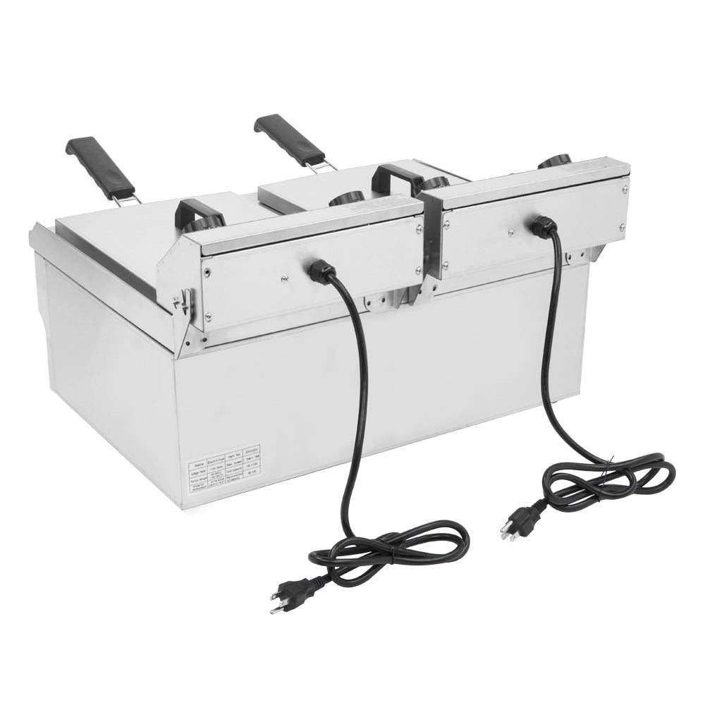 16.9QT Stainless Steel Double Tank Deep Fryer D16594