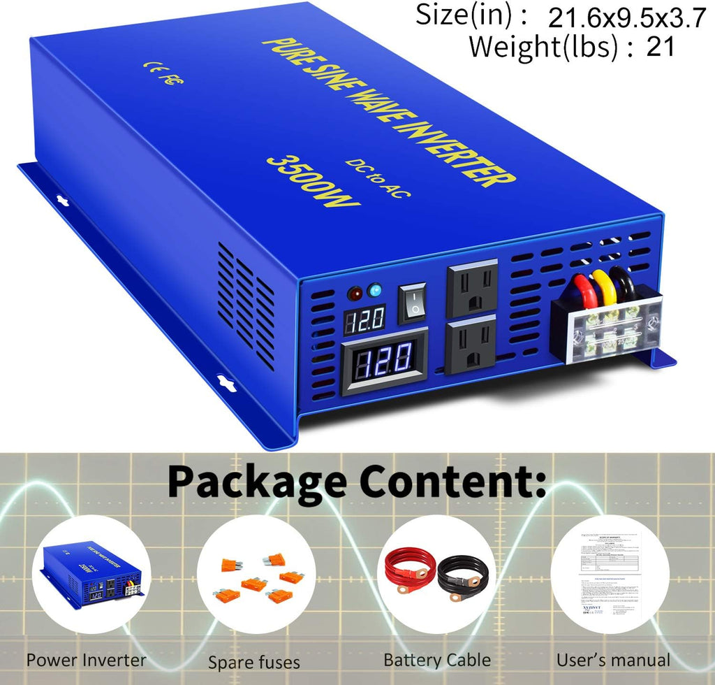 4000 Watt Pure Sine Wave Power Inverter 12V to 120V AC U50664
