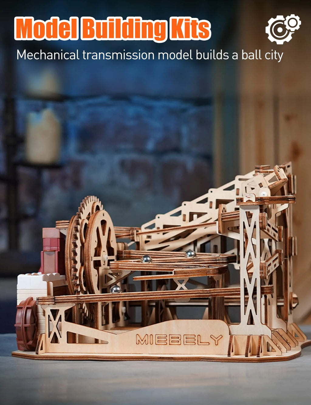 3D Wooden Puzzles Marble Run Model Building Kits with Motor S3253