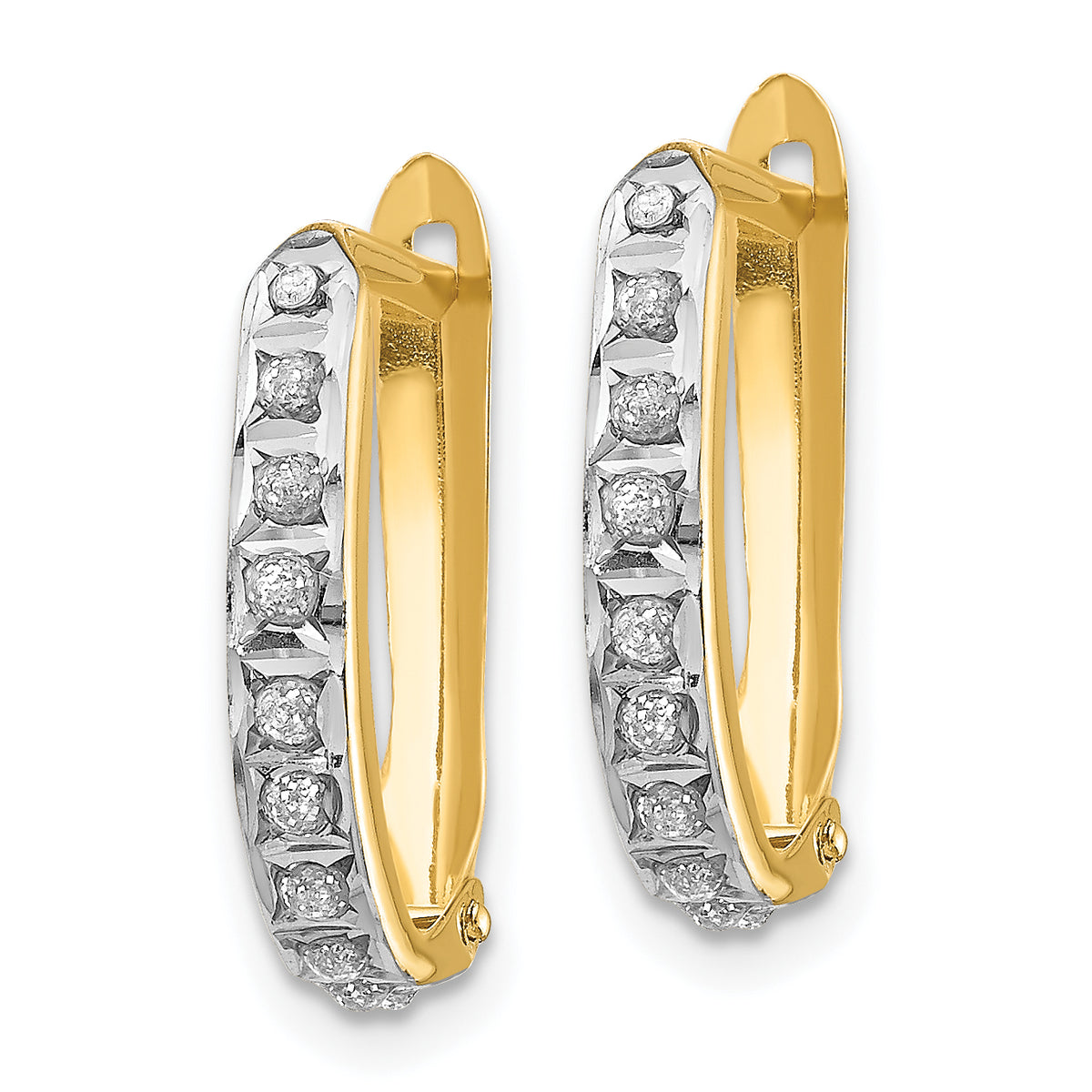14K Yellow Gold Diamond Hinged Hoop Earrings P6392