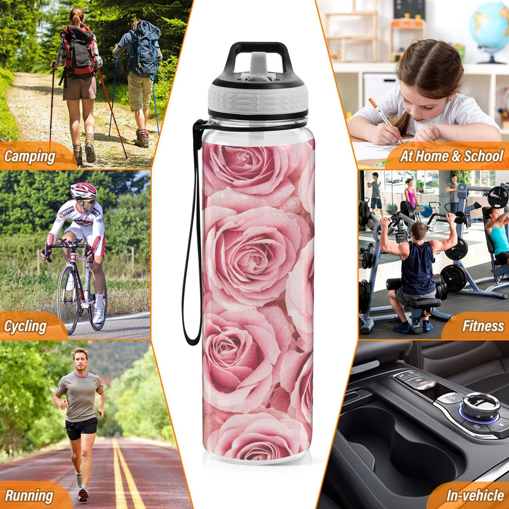 Pink Roses Flowers 32oz Tritan Leakproof Sports Bottle Y7782