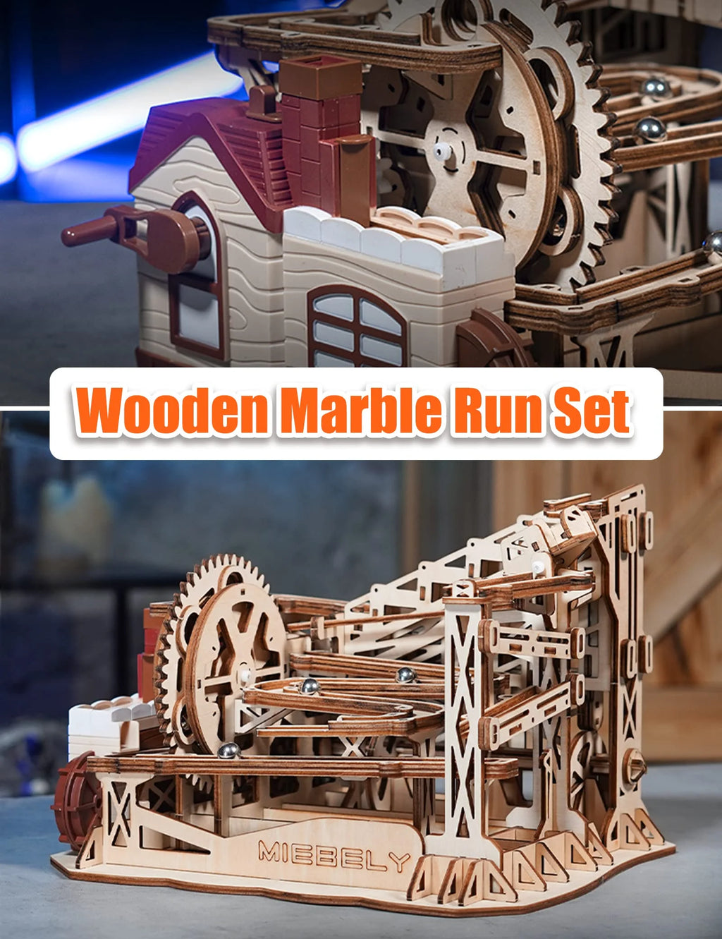 3D Wooden Puzzles Marble Run Model Building Kits with Motor S3253