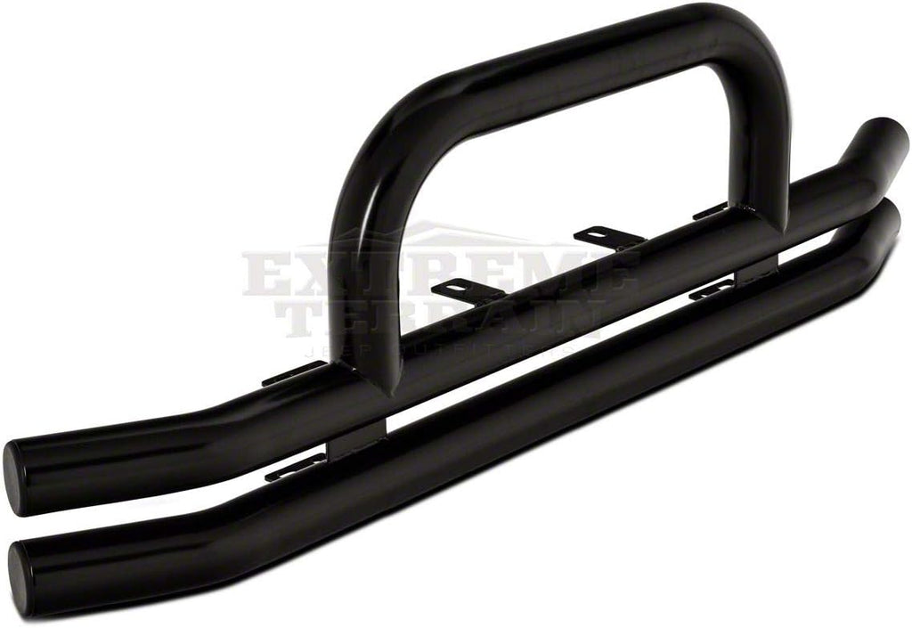 Gloss Black Double Tubular Front Bumper with Over-Rider Hoop P2242