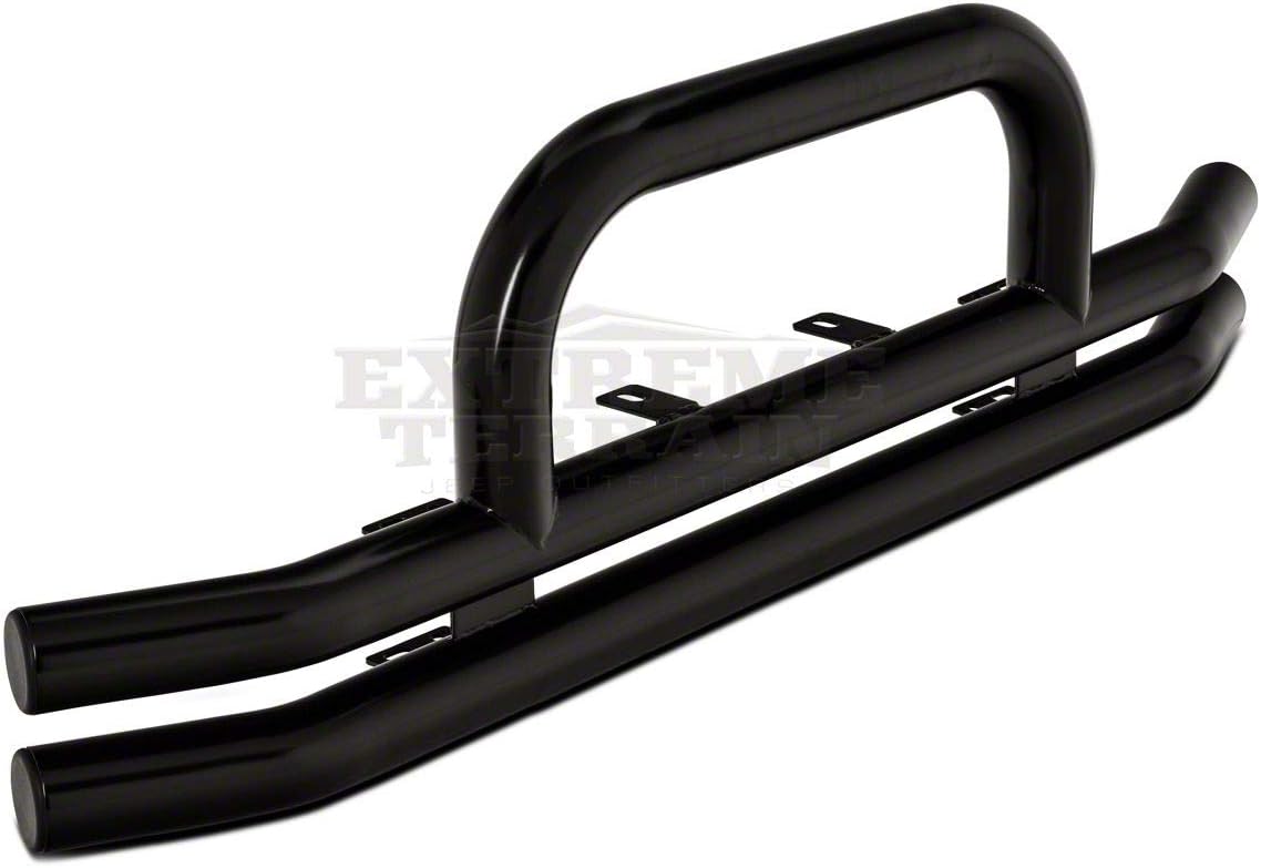 Gloss Black Double Tubular Front Bumper with Over-Rider Hoop P2242