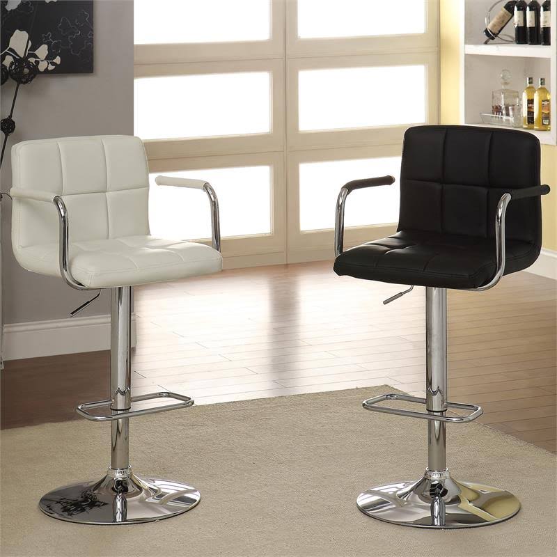 Black Leather Adjustable Bar Stool F428