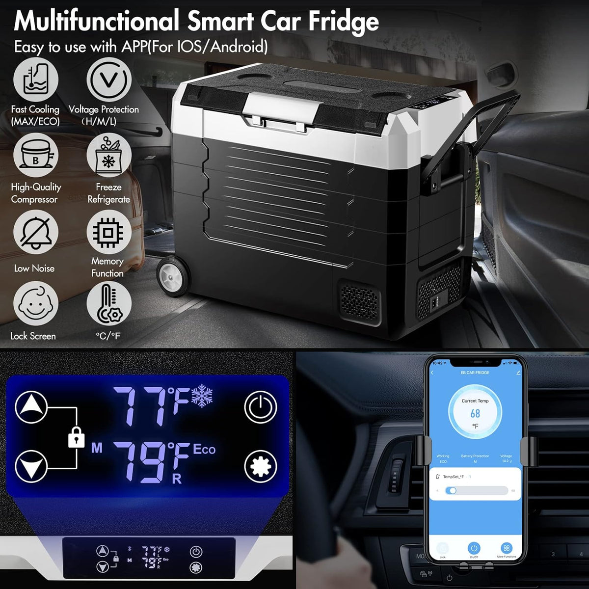 Portable Car Refrigerator 12 Volt 59 Quart Dual Zone Compressor Cooler D431622