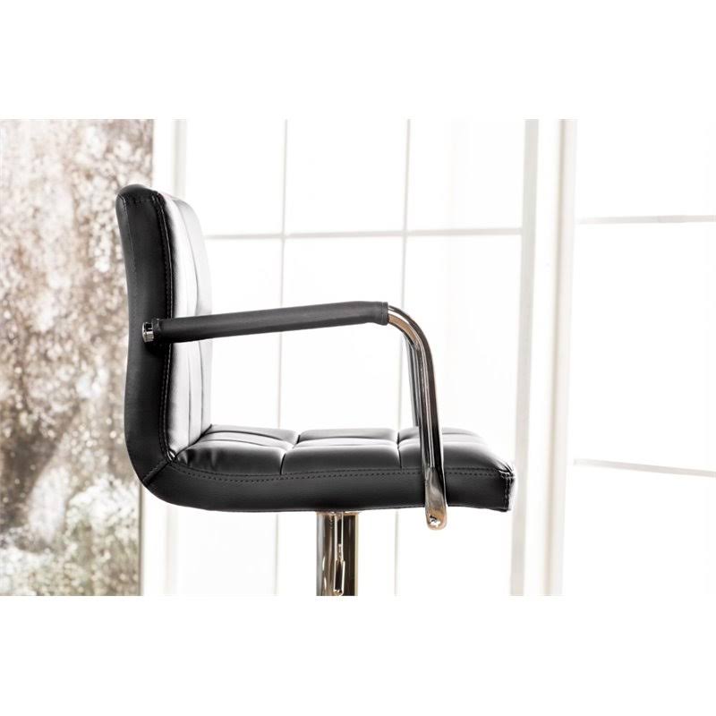 Black Leather Adjustable Bar Stool F428