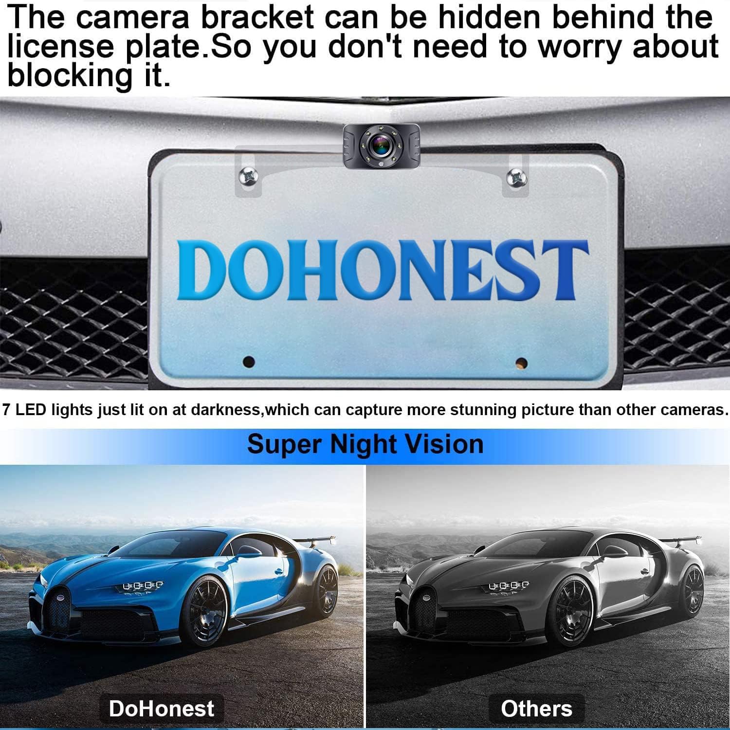 HD 1080P 7 LED Night Vision Reverse Camera with LCD Monitor, Pack of 2 B919