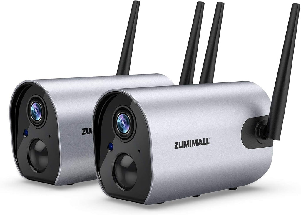 Wireless Outdoor WiFi Security Camera, Rechargeable Battery Powered, PIR Motion Detection, Two Way Audio, Night Vision, Waterproof, 2PCS F430604