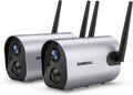 Wireless Outdoor WiFi Security Camera, Rechargeable Battery Powered, PIR Motion Detection, Two Way Audio, Night Vision, Waterproof, 2PCS F430604