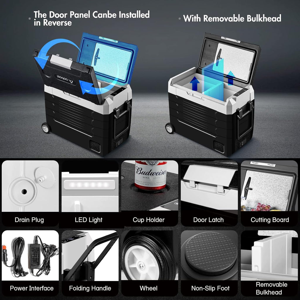 Portable Car Refrigerator 12 Volt 59 Quart Dual Zone Compressor Cooler D431622
