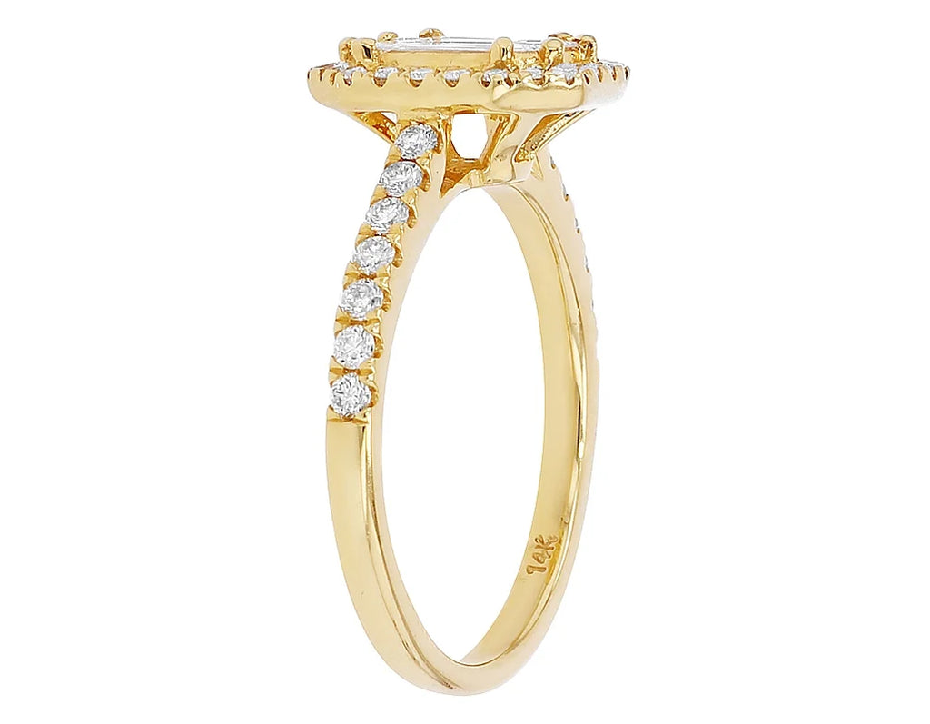 Emerald Diamond 0.75CT Engagement Ring 14K Yellow Gold P205