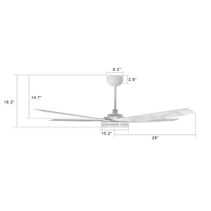 White Smart Ceiling Fan with Dimmable LED Light and Remote K88900