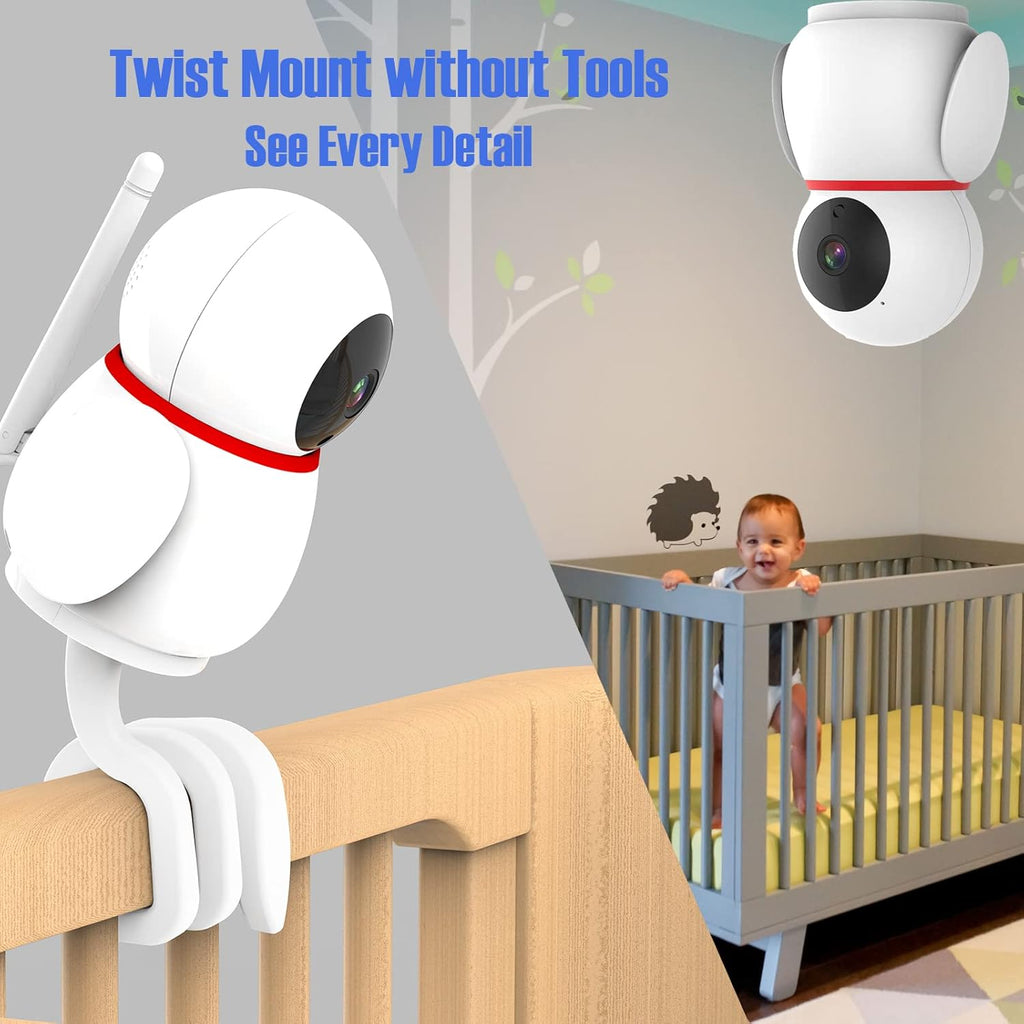 Baby Monitor with Camera and Audio, 5 HD Monitors, No WiFi/App, Night Vision, Sound and Temperature Detection, Twist Mount L239