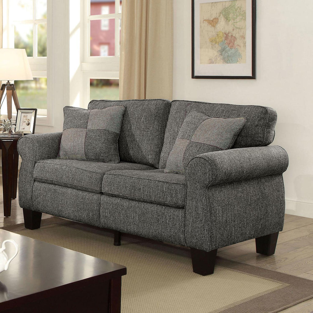 Dark Gray Linen-like Fabric Sofa and Loveseat A199832