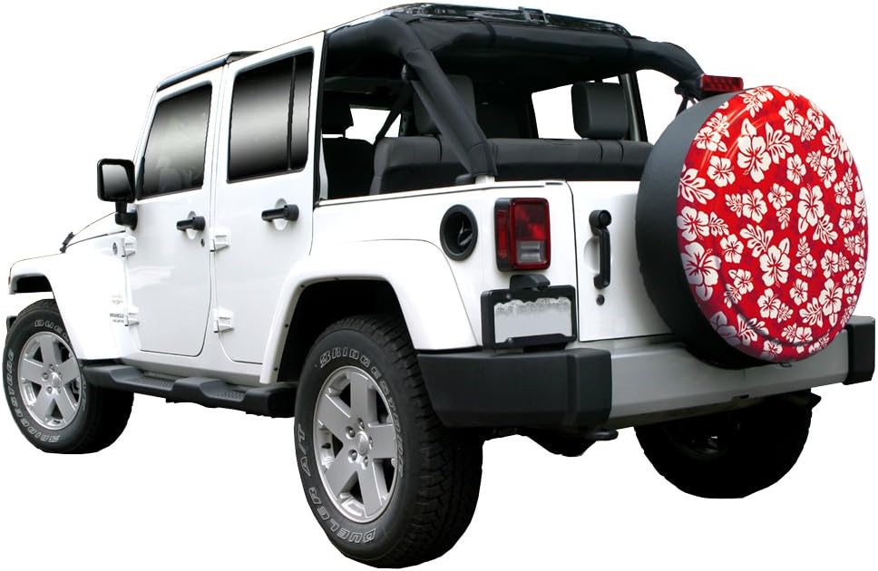 Red Hawaiian Print Rigid Tire Cover N10656