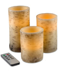 3 Piece Flameless Birch Bark LED Candle Set C33973