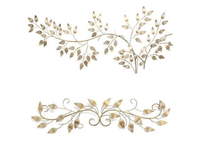 Gold Over The Door Scroll Wall Decor with Brushed Flowing Leaves S155