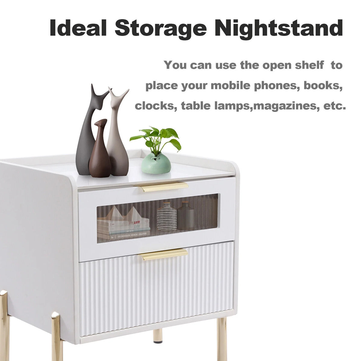White 2 Drawer Wood End Table I521582