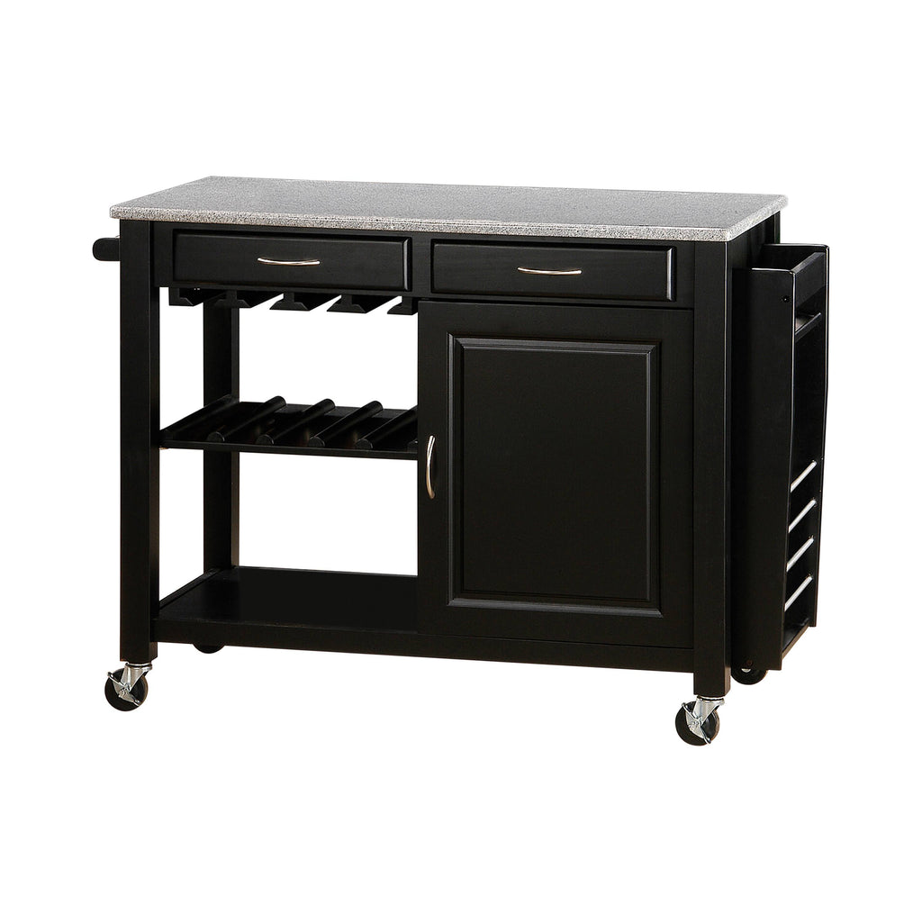 Black Kitchen Cart with Granite Top W875738