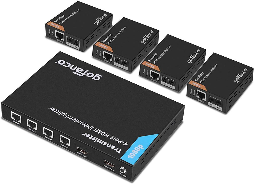 1x4 HDMI 2.0 Extender Splitter 4K 60Hz Over Cat6/Cat7 Ethernet Cable with HDMI Local Loopout P571