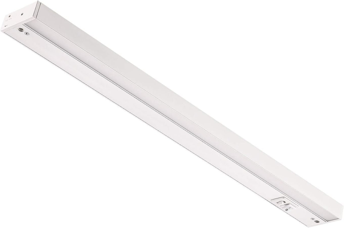 LED Under Cabinet Lighting Fixture, 24-inch 14W 985 Lumen, Dimmable, CRI 90, 3000K/3500K/4000K, Linkable, Hardwired or Plug-in, White Finish, Pack of 2 Z608355