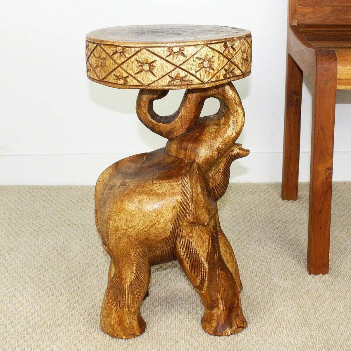 Walnut Oil Wood Elephant Stool G233
