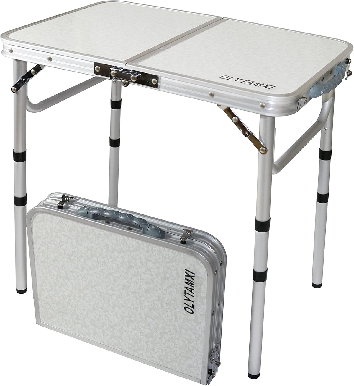 Small Folding Camping Table, 24''×16'' Portable Aluminum Camp Table, Height Adjustable J6362
