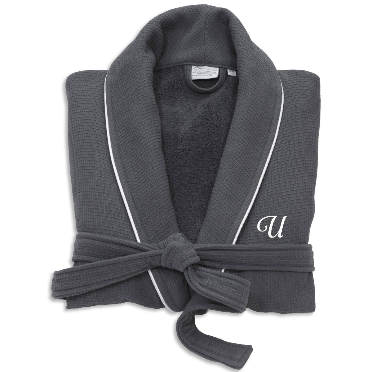 Dark Gray Turkish Cotton Waffle Terry Bathrobe E270