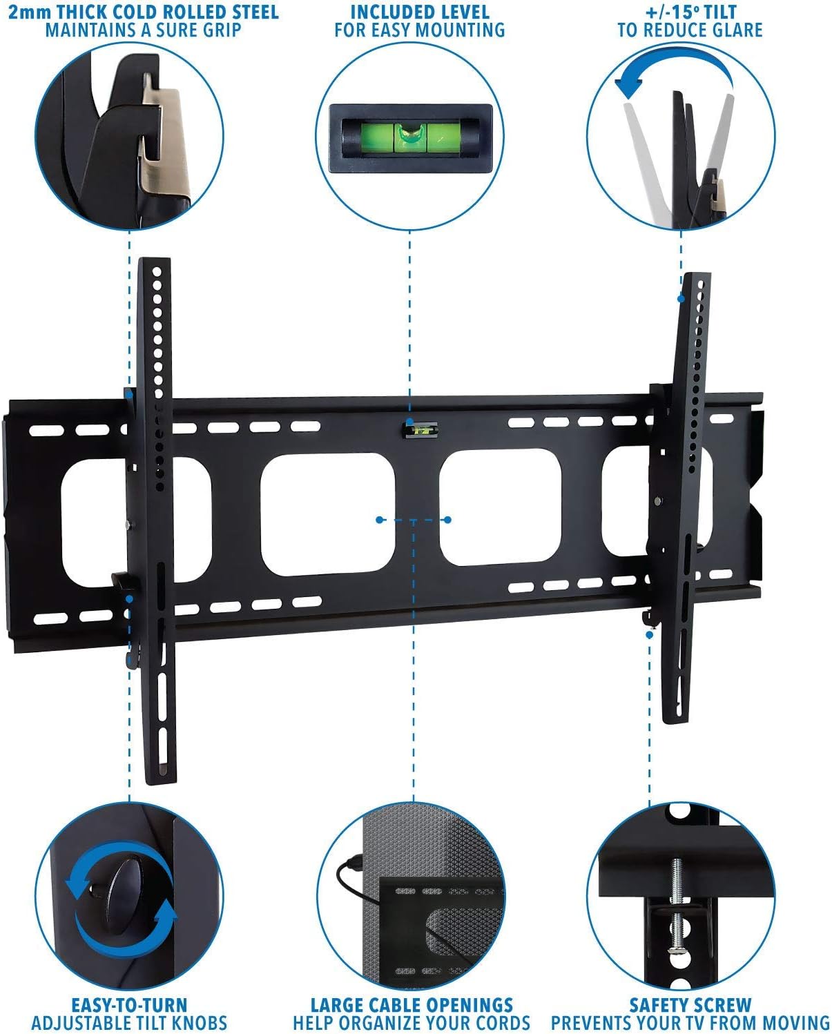 Large Tilting TV Wall Mount Bracket, 220 Pound Capacity, VESA Compatible, Pack of 2 V890