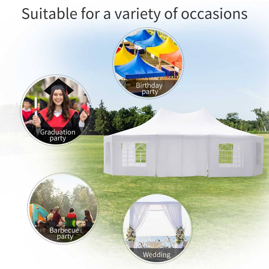 White 10-Wall Gazebo Canopy Tent I95738