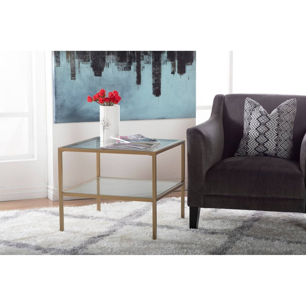 Pewter One Shelf End Table S4436