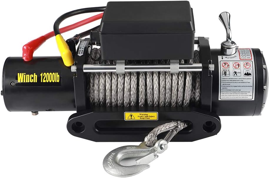 12V DC Winch with Synthetic Rope, 6 Ton Pulling Capacity V70961
