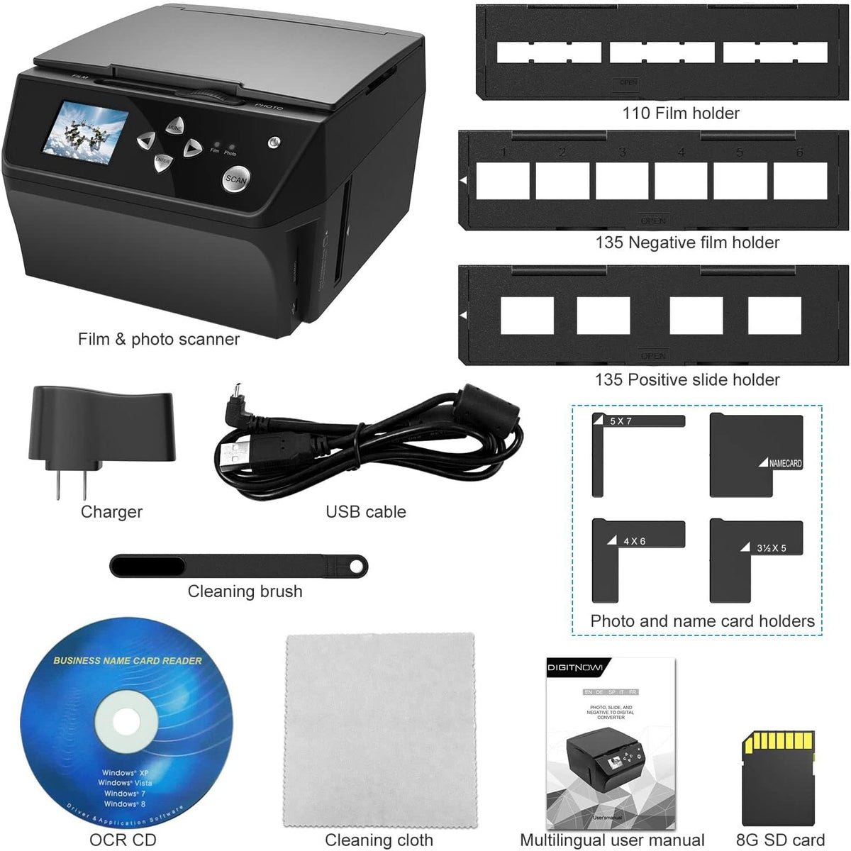 22MP Film & Slide Scanner with 8GB Memory Card J942683