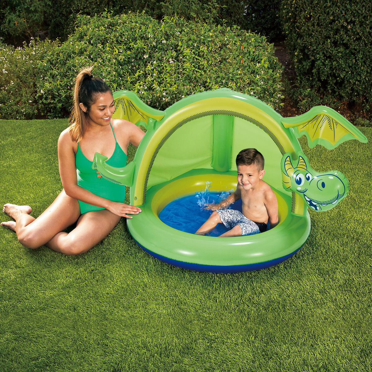 Inflatable Dragon Shade Pool, Cushioned Base, 51" x 40" x 32" K912
