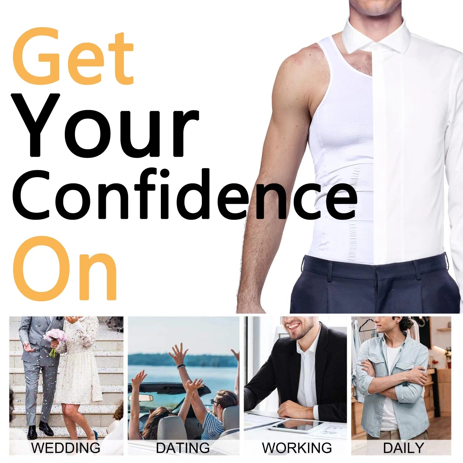 Mens Compression Undershirts Body Shaper Vest Tank Tops E189