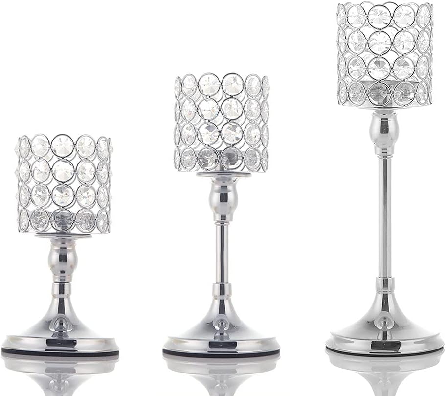 Gold Crystal Candle Holders Pack of 3pcs Y5653