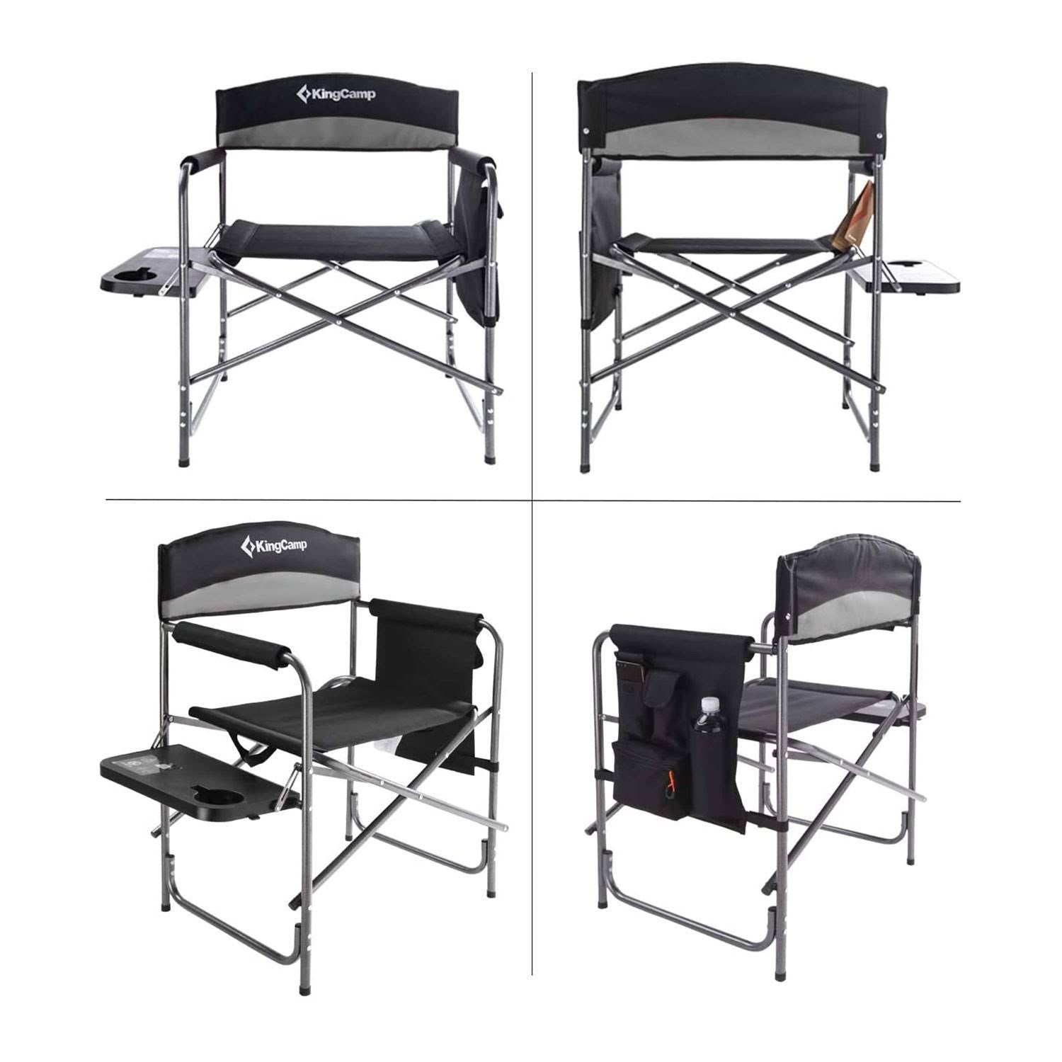 Oversize Padded Folding Director Chair with Side Table and Pocket A528