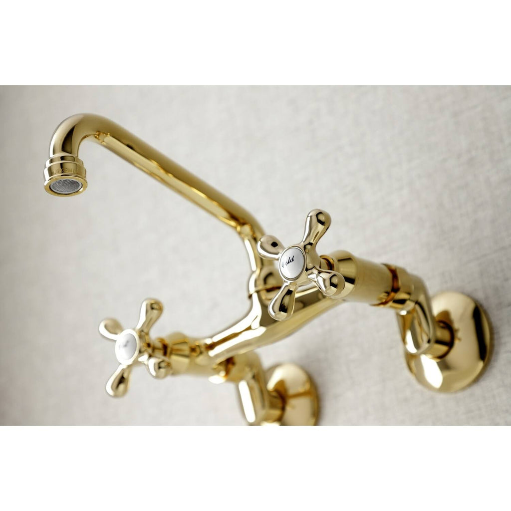 Polished Nickel Two Handle Wall Mount Kitchen Faucet I5011
