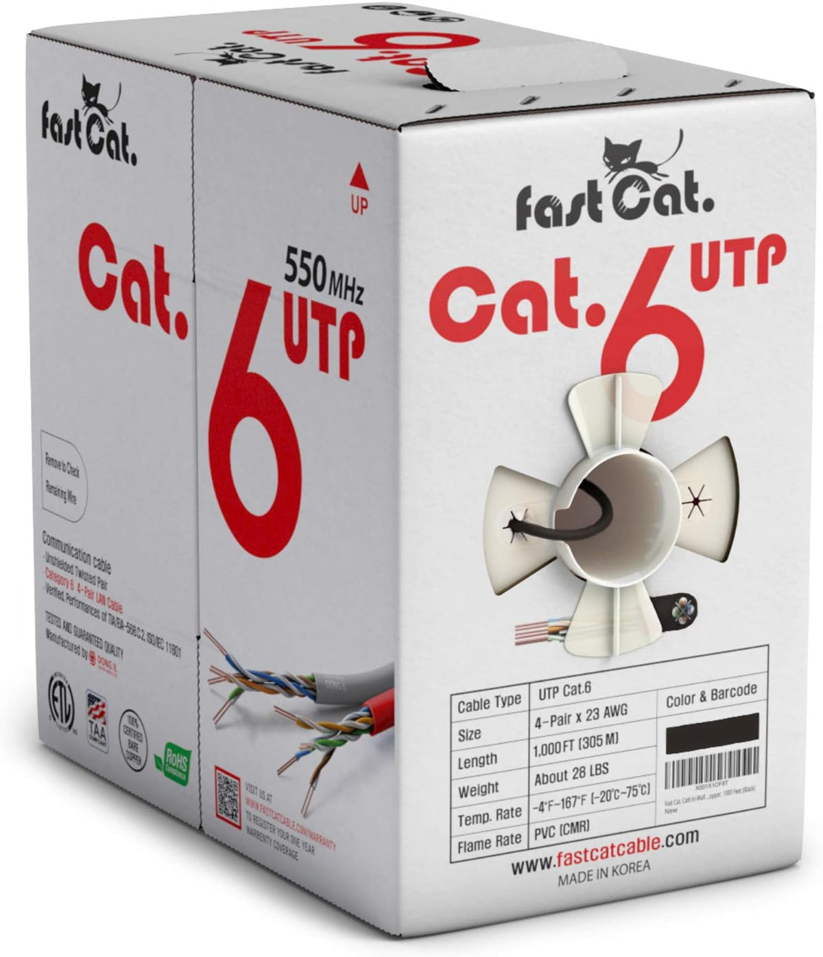 Cat6 Ethernet Cable 1000ft - 23 AWG, CMR, Solid Bare Copper UTP LAN Cable (Purple) G9599