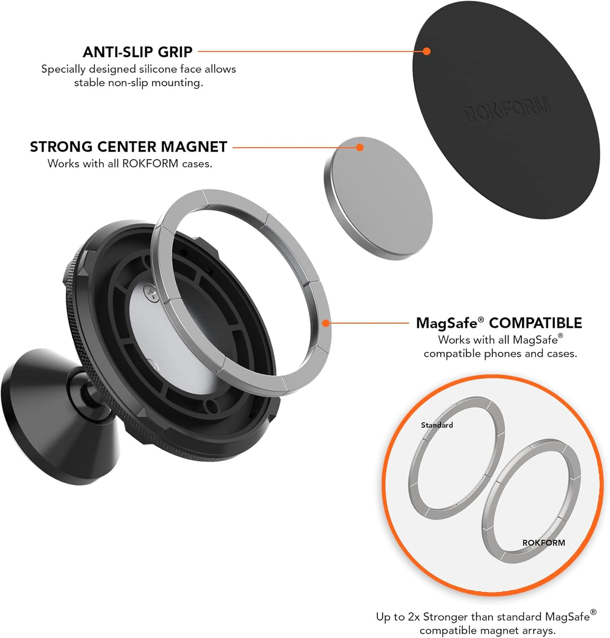 Adjustable Dual Magnet Car Mount with 3M VHB Tape W31279