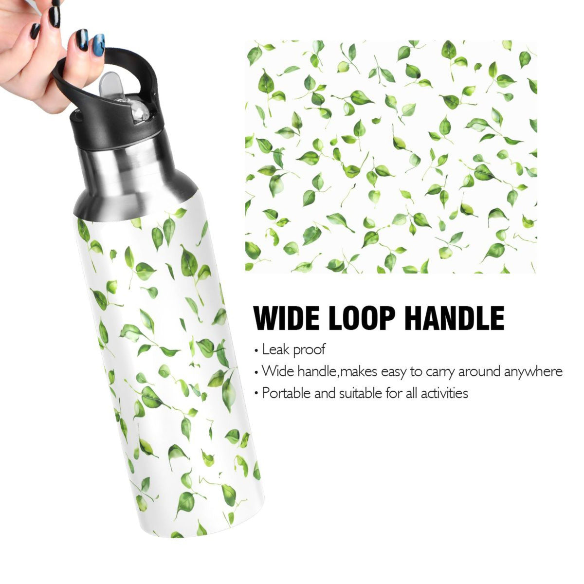 20 oz Insulated Stainless Steel Water Bottle with Straw Lid I127