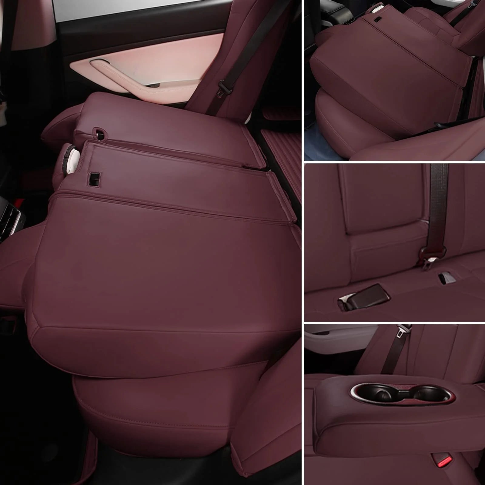 Red Faux Leather Seat Covers Full Set Z656
